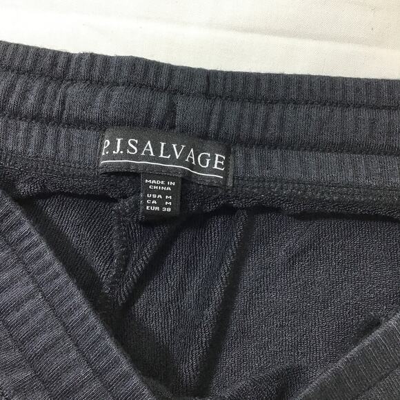 PJ SALVAGE M  black green drawstring terry jogger lounge pajama pants NWT b63 - Picture 8 of 8